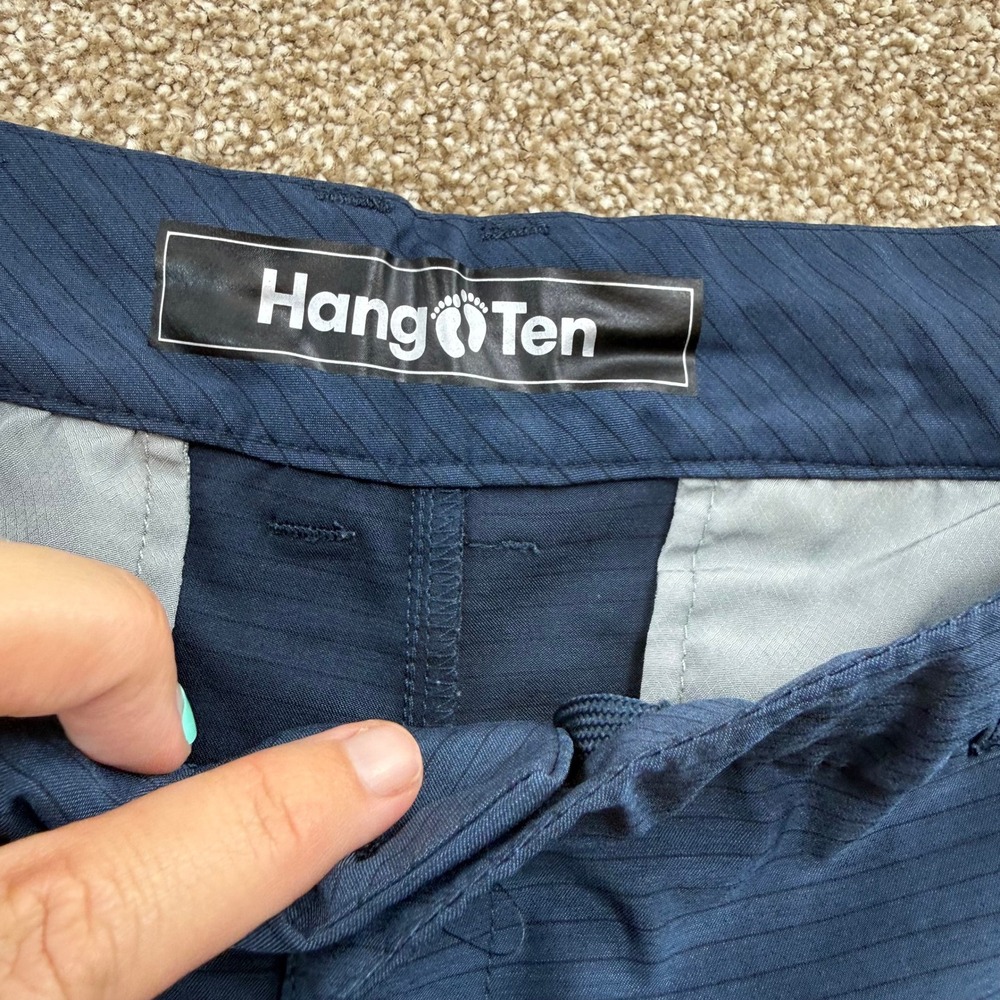 Hang Ten Men's Hybrid Shorts 38 Navy Blue Striped Stretch Board Skater Surf - Picture 8 of 13